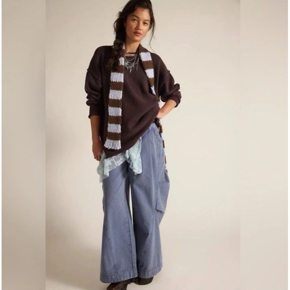 Free People We The Free Ella Roll Neck Knit Sweater Chocolate Plum NEW Sz XS